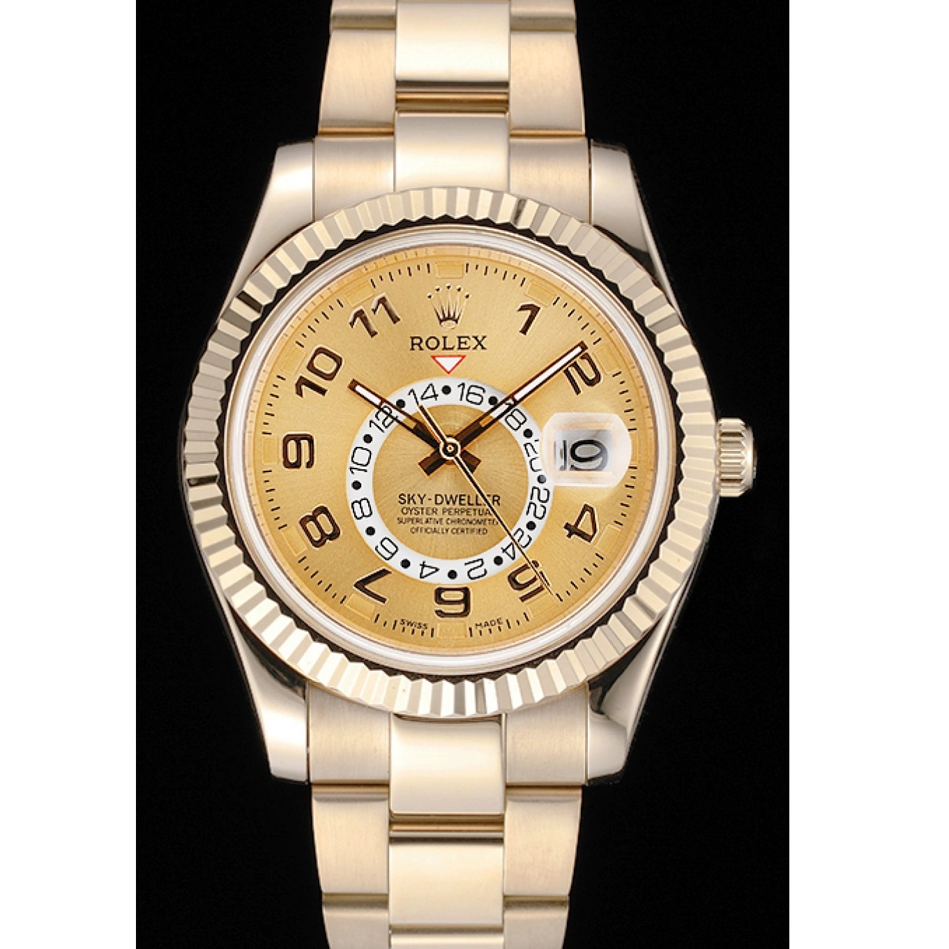 Good copy rolex watches 2012 Dweller Yellow Rolex Perpetual Edition Special Gold Oyster 80243 Sky 0821